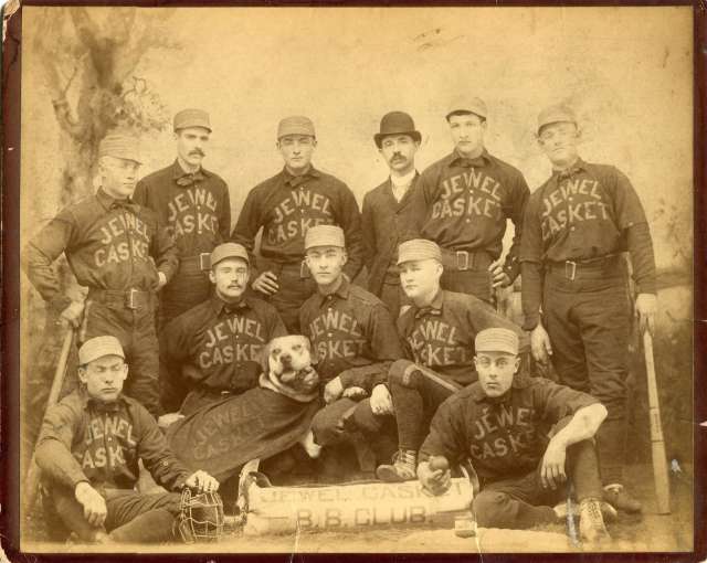Jewell Casket Base Ball Club with Dog Mascot